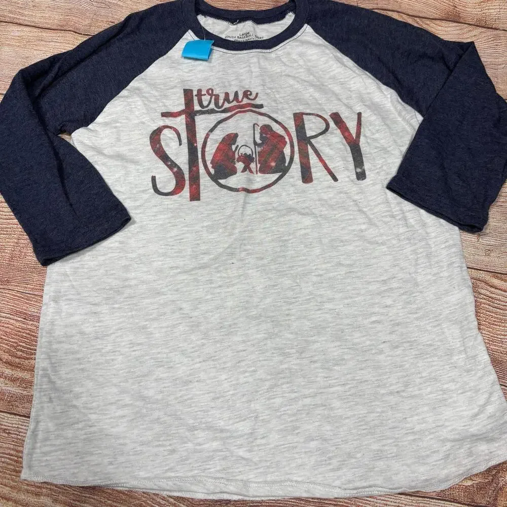 True Story Raglan T-Shirt Youth Large NWT